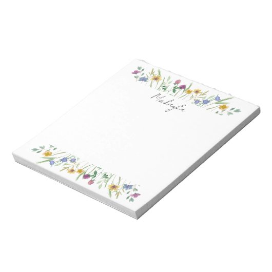Gepersonaliseerde wilde bloem notitieblok (Linkerzijde)
