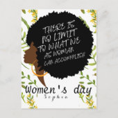 Gepersonaliseerde wilde bloemen afro vrouwendag ci briefkaart (Voorkant)