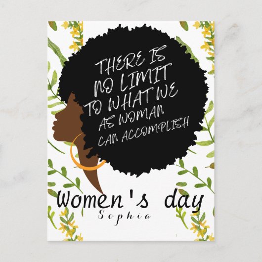 Gepersonaliseerde wilde bloemen afro vrouwendag ci briefkaart