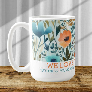 Gepersonaliseerde wilde bloemen Voeg je eigen teks Koffiemok