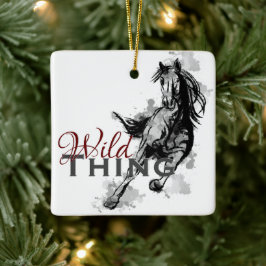 Gepersonaliseerde Wilde Ding Galloping Horse Kerst Keramisch Ornament