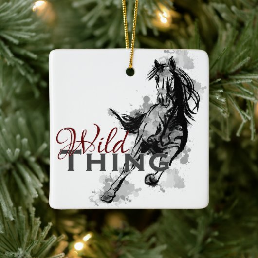 Gepersonaliseerde Wilde Ding Galloping Horse Kerst Keramisch Ornament (Boom)