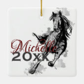 Gepersonaliseerde Wilde Ding Galloping Horse Kerst Keramisch Ornament (Achterkant)