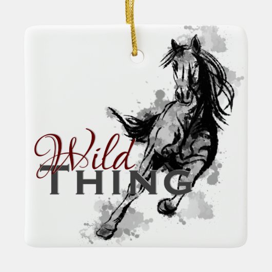Gepersonaliseerde Wilde Ding Galloping Horse Kerst Keramisch Ornament (Voorkant)