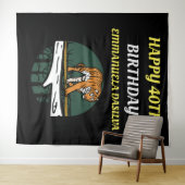 Gepersonaliseerde wilde kat tijger op zwart wandkleed (In Situ (horizontaal))