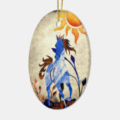 Gepersonaliseerde Wilde Pony met de Kerstmis van d Keramisch Ornament (Links)