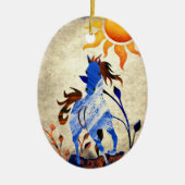 Gepersonaliseerde Wilde Pony met de Kerstmis van d Keramisch Ornament (Voorkant)