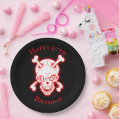 Gepersonaliseerde wilde rode schedel papieren bordje (Feest)