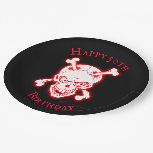 Gepersonaliseerde wilde rode schedel papieren bordje (Gekanteld)