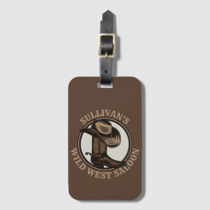 Gepersonaliseerde Wilde West Saloon Westerne Cowbo Bagagelabel