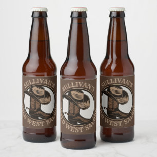 Gepersonaliseerde Wilde West Saloon Westerne Cowbo Bier Etiket