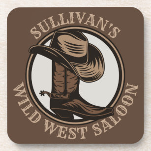 Gepersonaliseerde Wilde West Saloon Westerne Cowbo Bier Onderzetter
