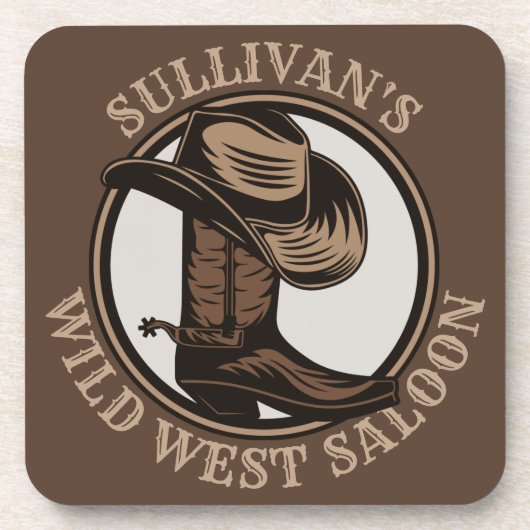 Gepersonaliseerde Wilde West Saloon Westerne Cowbo Bier Onderzetter (Voorkant)