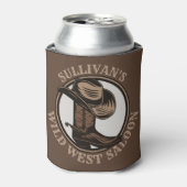 Gepersonaliseerde Wilde West Saloon Westerne Cowbo Blikjeskoeler (Blikje Voorkant)