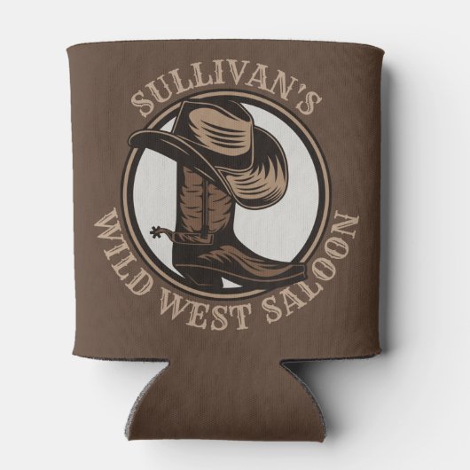 Gepersonaliseerde Wilde West Saloon Westerne Cowbo Blikjeskoeler (Achterkant)
