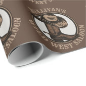 Gepersonaliseerde Wilde West Saloon Westerne Cowbo Cadeaupapier (Rol Hoek)
