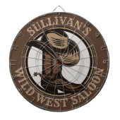 Gepersonaliseerde Wilde West Saloon Westerne Cowbo Dartbord (Voorkant)