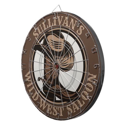 Gepersonaliseerde Wilde West Saloon Westerne Cowbo Dartbord (Voorkant Rechts)