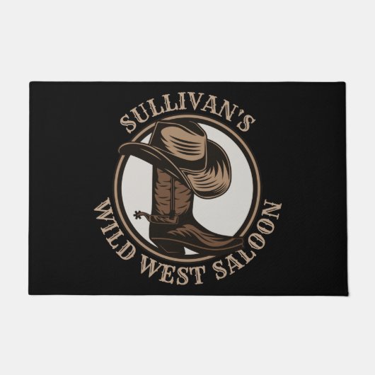 Gepersonaliseerde Wilde West Saloon Westerne Cowbo Deurmat (Voorkant)