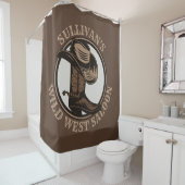 Gepersonaliseerde Wilde West Saloon Westerne Cowbo Douchegordijn (In situ)