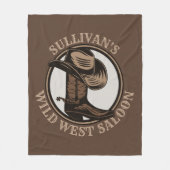Gepersonaliseerde Wilde West Saloon Westerne Cowbo Fleece Deken (Voorkant)