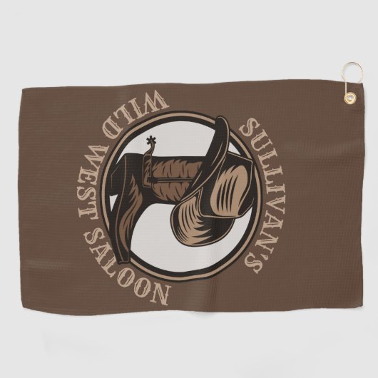 Gepersonaliseerde Wilde West Saloon Westerne Cowbo Golfhanddoek (Horizontaal)