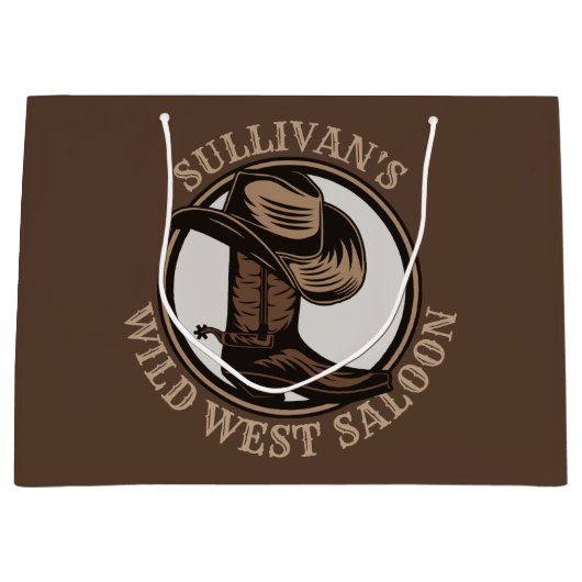 Gepersonaliseerde Wilde West Saloon Westerne Cowbo Groot Cadeauzakje (Voorkant)