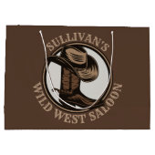 Gepersonaliseerde Wilde West Saloon Westerne Cowbo Groot Cadeauzakje (Achterkant)