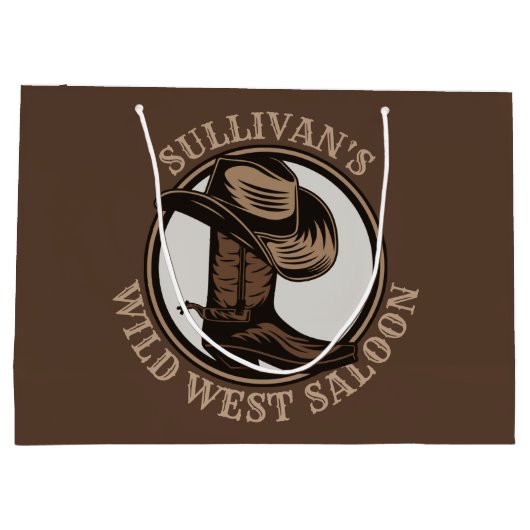 Gepersonaliseerde Wilde West Saloon Westerne Cowbo Groot Cadeauzakje (Achterkant)