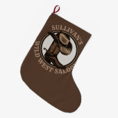 Gepersonaliseerde Wilde West Saloon Westerne Cowbo Grote Kerstsok (Voorkant (Hangend))