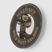 Gepersonaliseerde Wilde West Saloon Westerne Cowbo Grote Klok (Hoek)