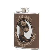 Gepersonaliseerde Wilde West Saloon Westerne Cowbo Heupfles (Links)