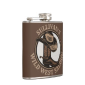 Gepersonaliseerde Wilde West Saloon Westerne Cowbo Heupfles (Rechts)