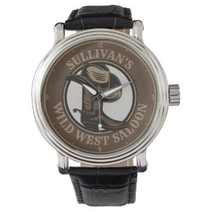 Gepersonaliseerde Wilde West Saloon Westerne Cowbo Horloge