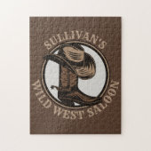 Gepersonaliseerde Wilde West Saloon Westerne Cowbo Legpuzzel (Verticaal)