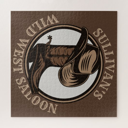 Gepersonaliseerde Wilde West Saloon Westerne Cowbo Legpuzzel (Horizontaal)