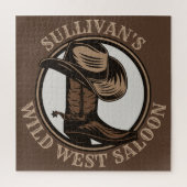 Gepersonaliseerde Wilde West Saloon Westerne Cowbo Legpuzzel (Verticaal)