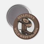 Gepersonaliseerde Wilde West Saloon Westerne Cowbo Magneet (Voorkant / Achterkant)