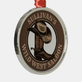 Gepersonaliseerde Wilde West Saloon Westerne Cowbo Metalen Ornament (Rechts)