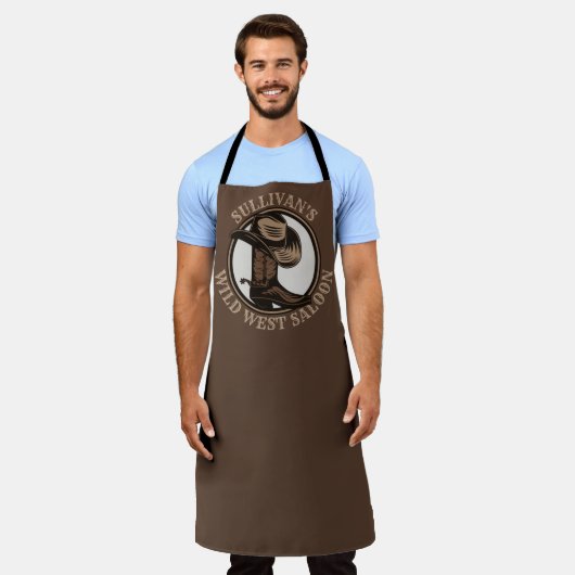 Gepersonaliseerde Wilde West Saloon Westerne Cowbo Schort (Gedragen)