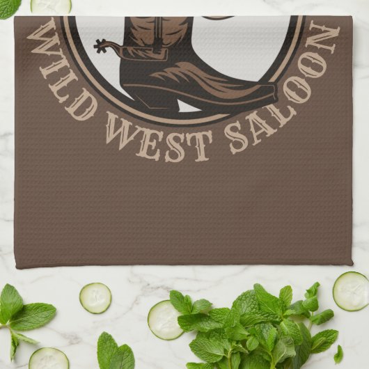 Gepersonaliseerde Wilde West Saloon Westerne Cowbo Theedoek (Gevouwen)