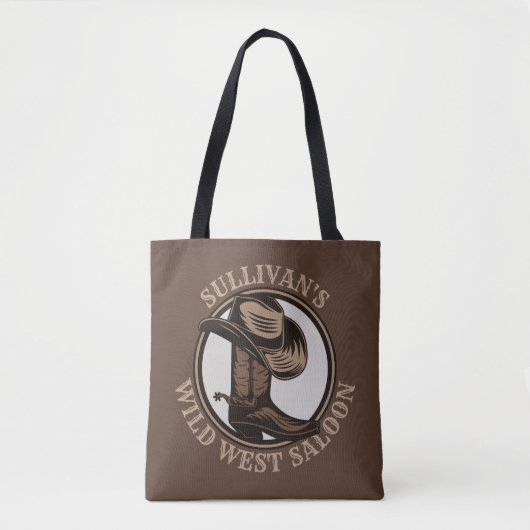 Gepersonaliseerde Wilde West Saloon Westerne Cowbo Tote Bag (Voorkant)