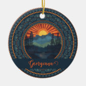 Gepersonaliseerde  wildernis Sunset Dot Mandala Keramisch Ornament (Voorkant)