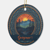 Gepersonaliseerde  wildernis Sunset Dot Mandala Keramisch Ornament (Links)