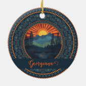 Gepersonaliseerde  wildernis Sunset Dot Mandala Keramisch Ornament (Achterkant)