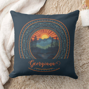 Gepersonaliseerde  wildernis Sunset Dot Mandala Kussen
