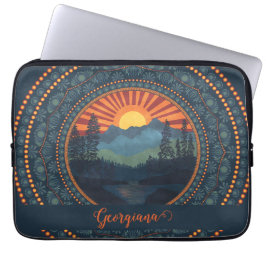 Gepersonaliseerde  wildernis Sunset Dot Mandala Laptop Sleeve