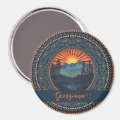 Gepersonaliseerde  wildernis Sunset Dot Mandala Magneet (Voorkant / Achterkant)