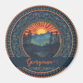 Gepersonaliseerde  wildernis Sunset Dot Mandala Magneet (Voorkant)