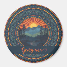 Gepersonaliseerde  wildernis Sunset Dot Mandala